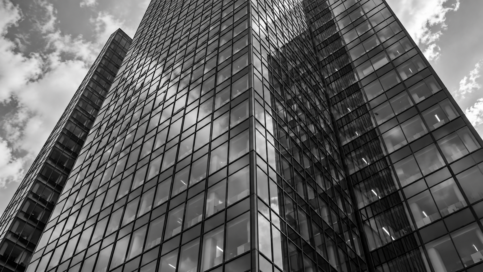 A glass office tower facade