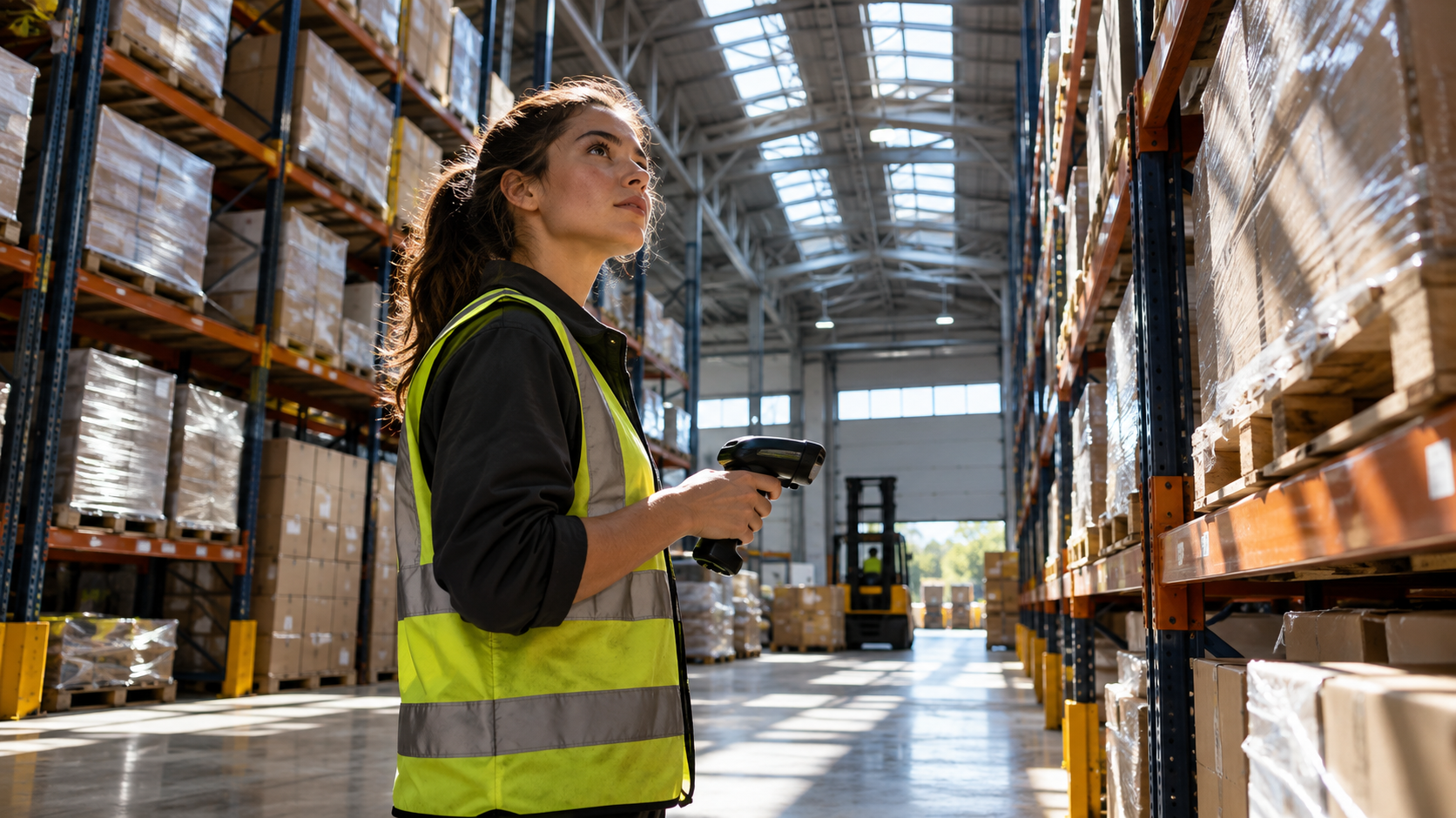 A warehouse worker with a scanner